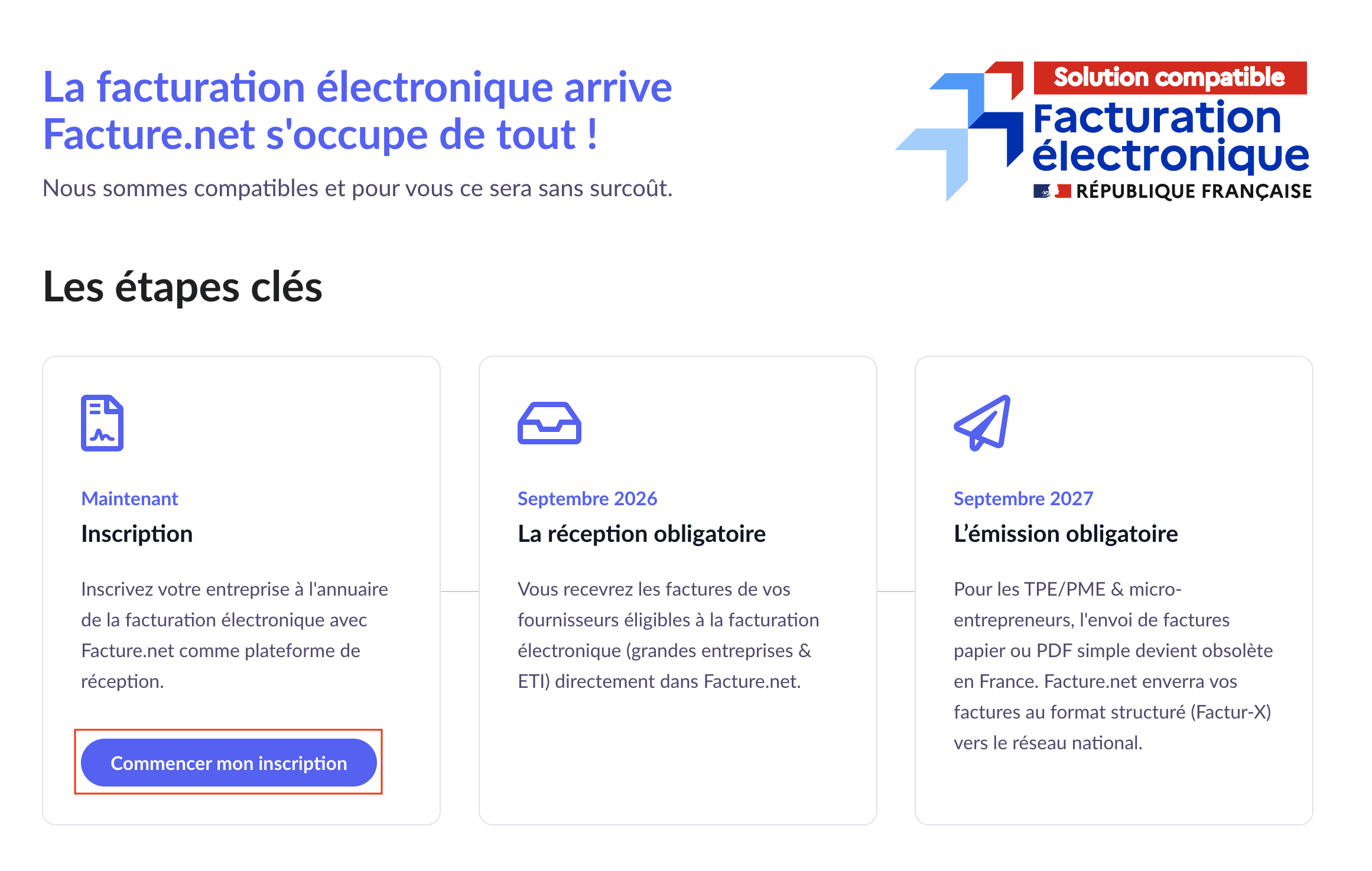 Facturation &eacute;lectronique sur Facture.net