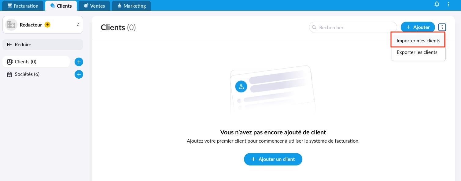 Importer des clients