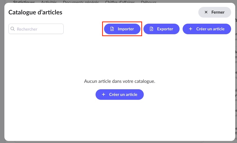 Importer des articles