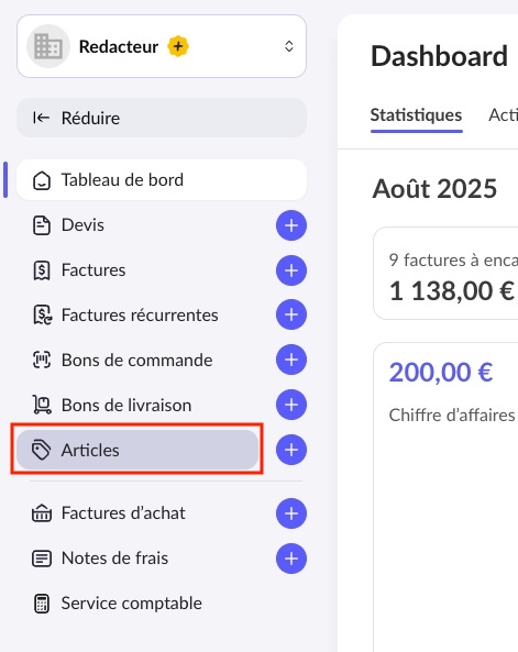 Gérer catalogue articles