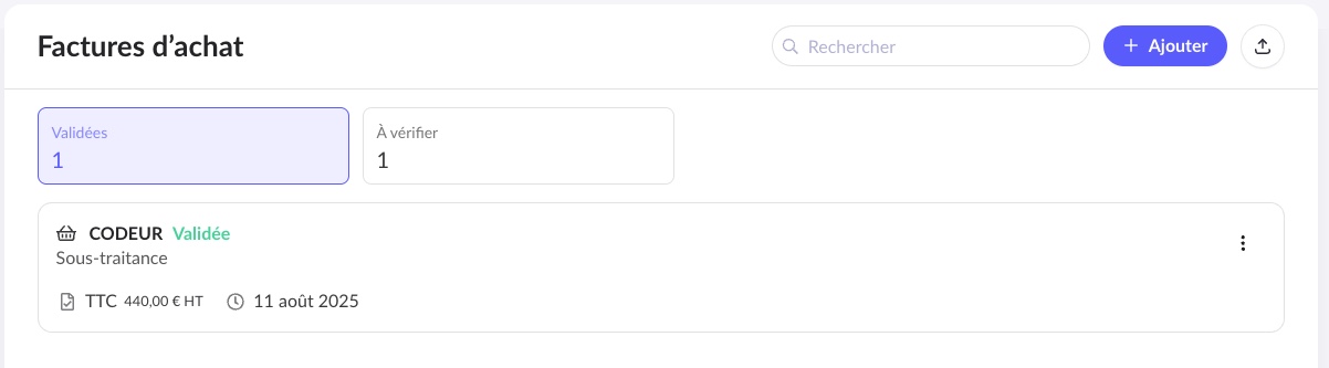 Gérer factures d'achat