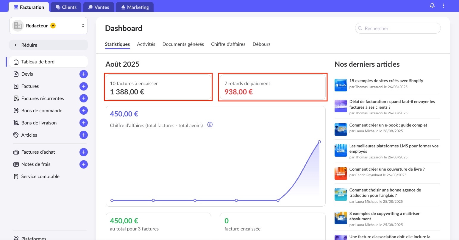 Dashboard Facture.net