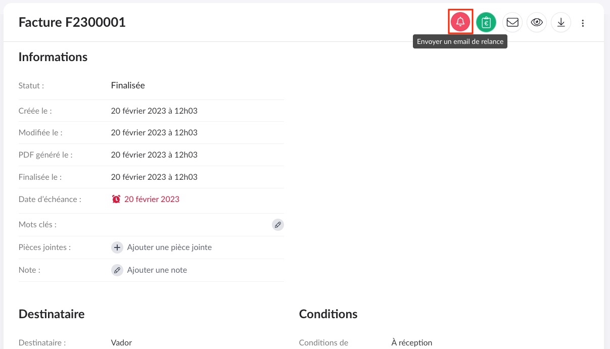 Relance des paiements