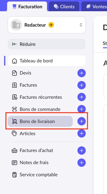 Créer un bon de livraison