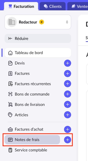 Déposer note de frais