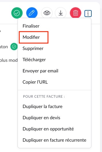 Modifier facture provisoire