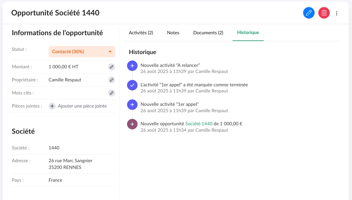 Gérer les opportunités