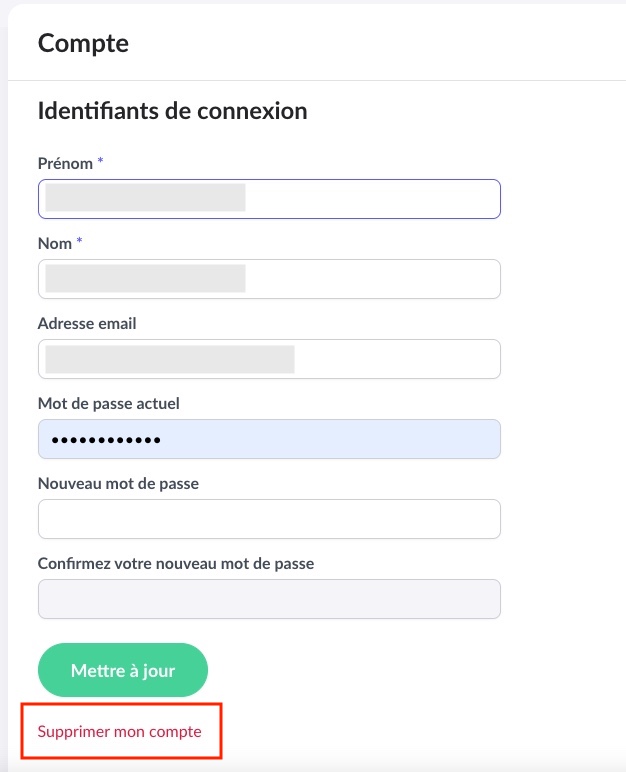 Supprimer compte