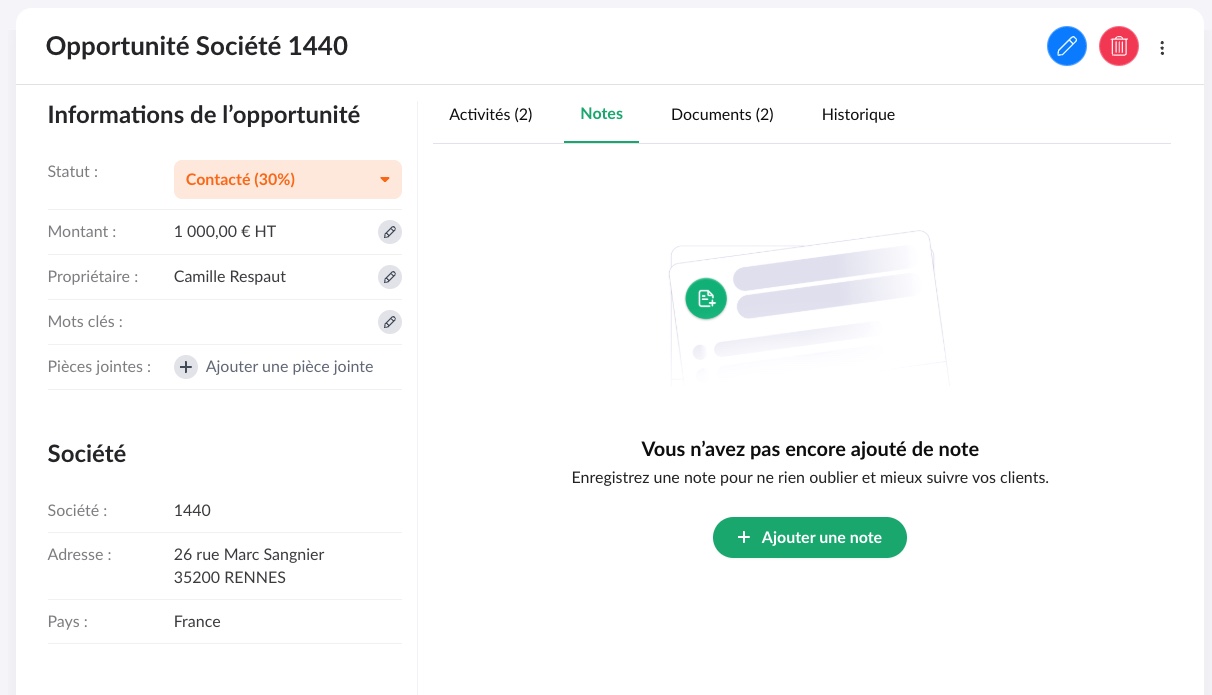 Gérer les opportunités