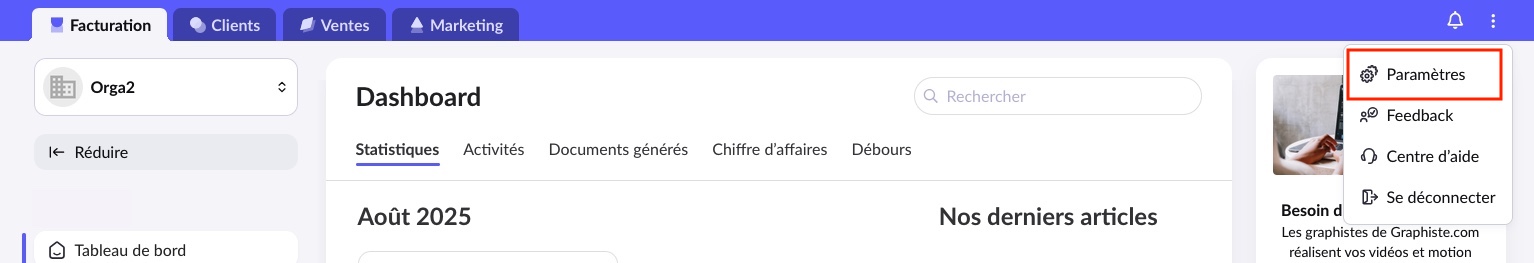 Accéder aux paramètres