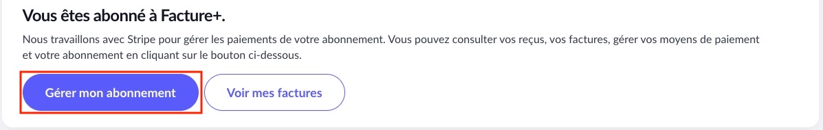 Gérer abonnement Facture+