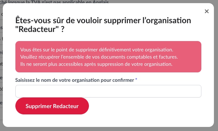 Supprimer une organisation