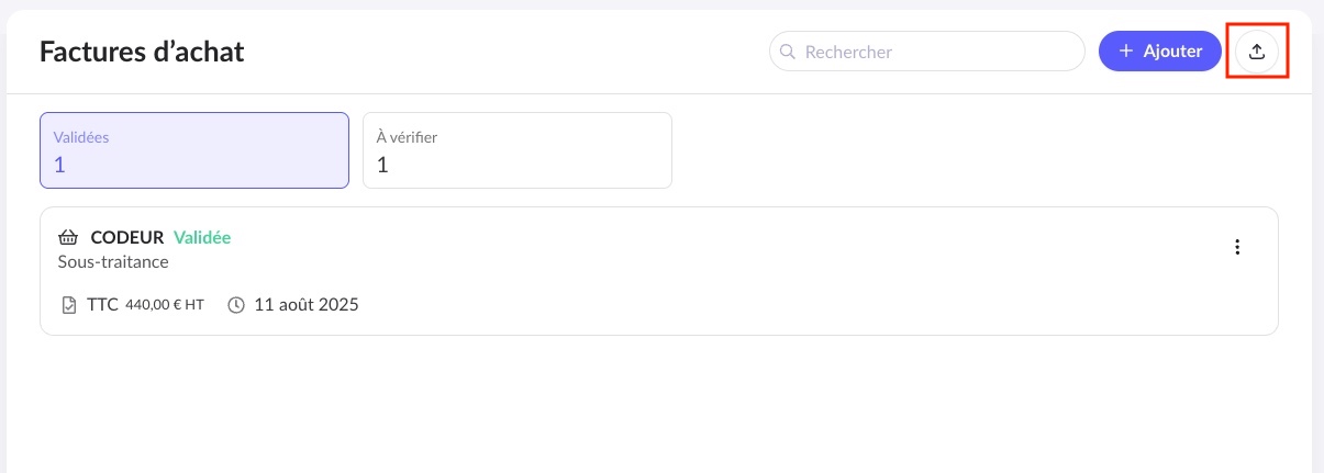 Exporter factures d'achat